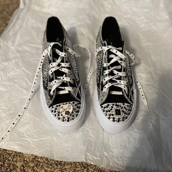 Black & White Rhinestone Shoes - Picture 1 of 7